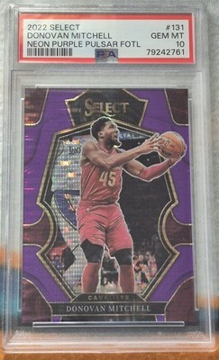 2022-23 Panini Select Donovan Mitchell Neon Purple Pulsar Prizm FOTL /5 PSA 10