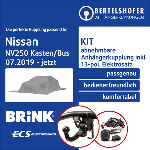 FüR Nissan NV250 Kasten/Bus Typ X61 07.2019-Jetzt AHK Abn +13Pol Spez E-Satz TOP-image