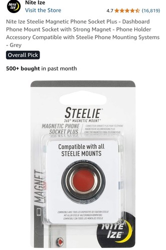 Nite Ize Steelie 360° Magnetic Mount Original Magnetic Phone Socket - Photo 2 sur 3