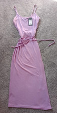 NEW LOOK Ribbed Midi Summer Dress (Size 6) Lilac (Full Description Below) BNWT