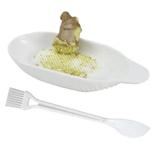 Ceramic Ginger Grater Plate with Scraper for Grinding Wasabi Ginger Garlic Ch...