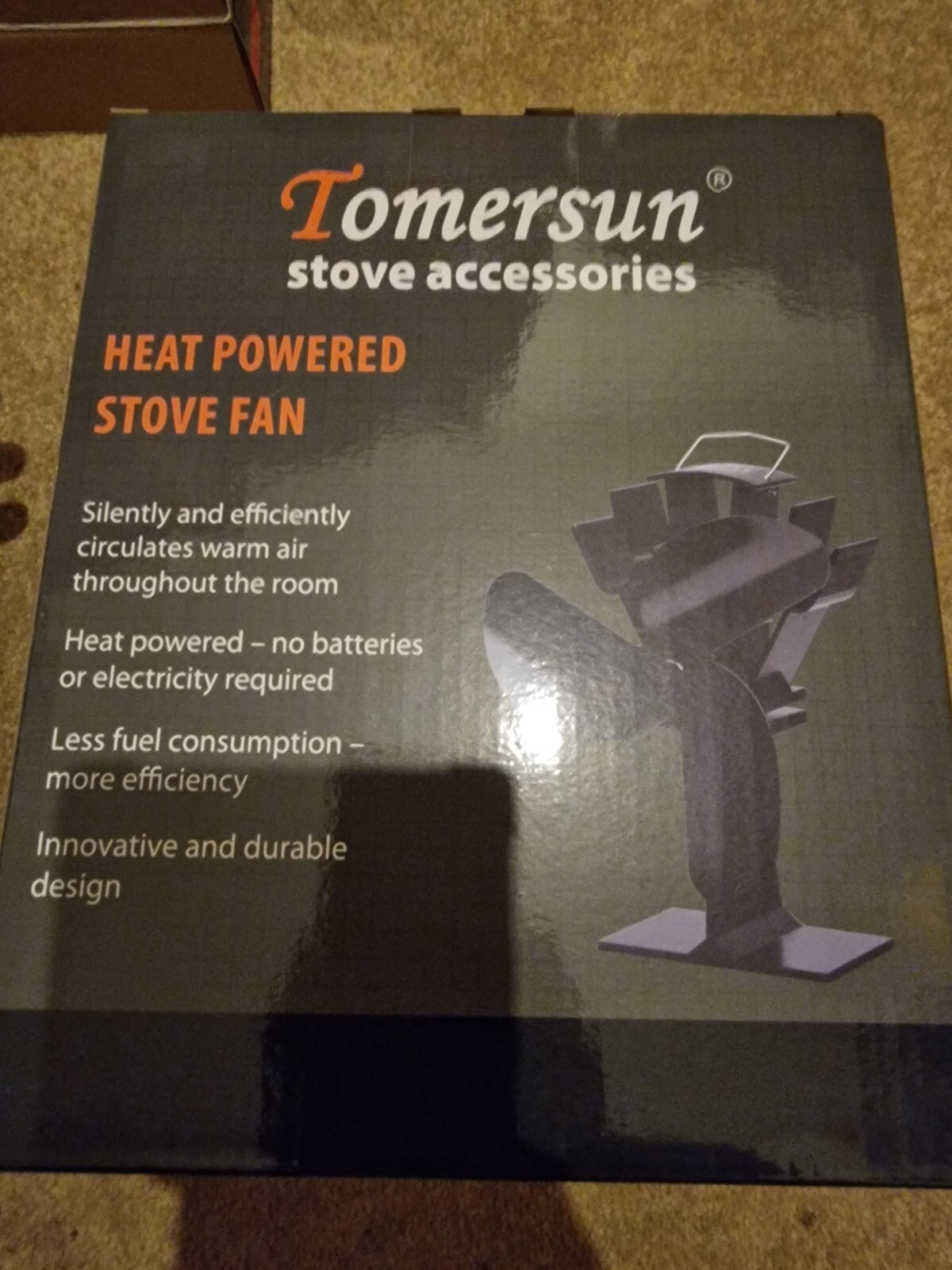 TOMERSUN 3 Blades Stove Fan Heat Powered Wood/Log Burner Fan Eco Heat | eBay