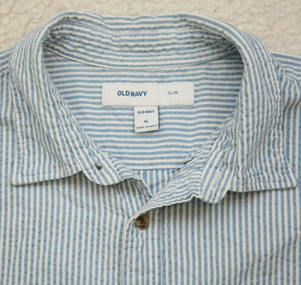 Camisa de Vestir XL Azul Blanco Manga Corta Algodón Hombre Bolsillo Ajustado Antiguo Azul Marino Para Hombres K34 Foto 3 de 4