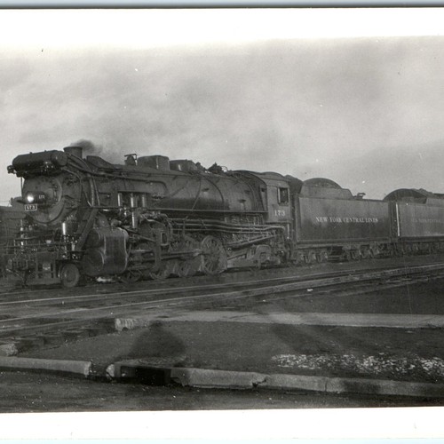 Vtg New York Central Lines 173 Steam Locomotive Railroad Train Photo Snapshot
