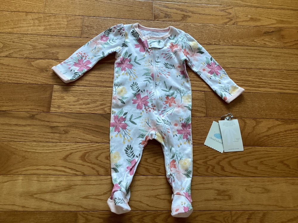 NWT Cloud Island Girl 3-6M Inverted Zipper Floral Sleeper