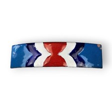 Vintage Southwestern Hair Barrette Clip Enamel Copper Blue Red White Geometric