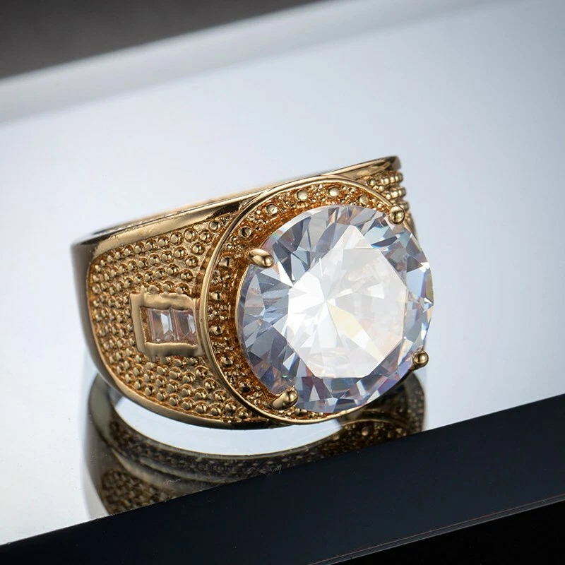 Round Cut White CZ Bands Women's 14kt Yellow Gold Filled Engagement Ring Sz 6-10 - Image 4 of 4