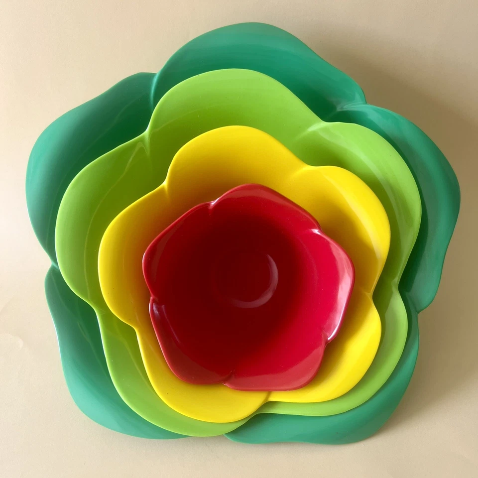 Zak! Designs 4 Saladiers fleurs emboitables Plastique mélamine pop style 70s - Photo 2/4