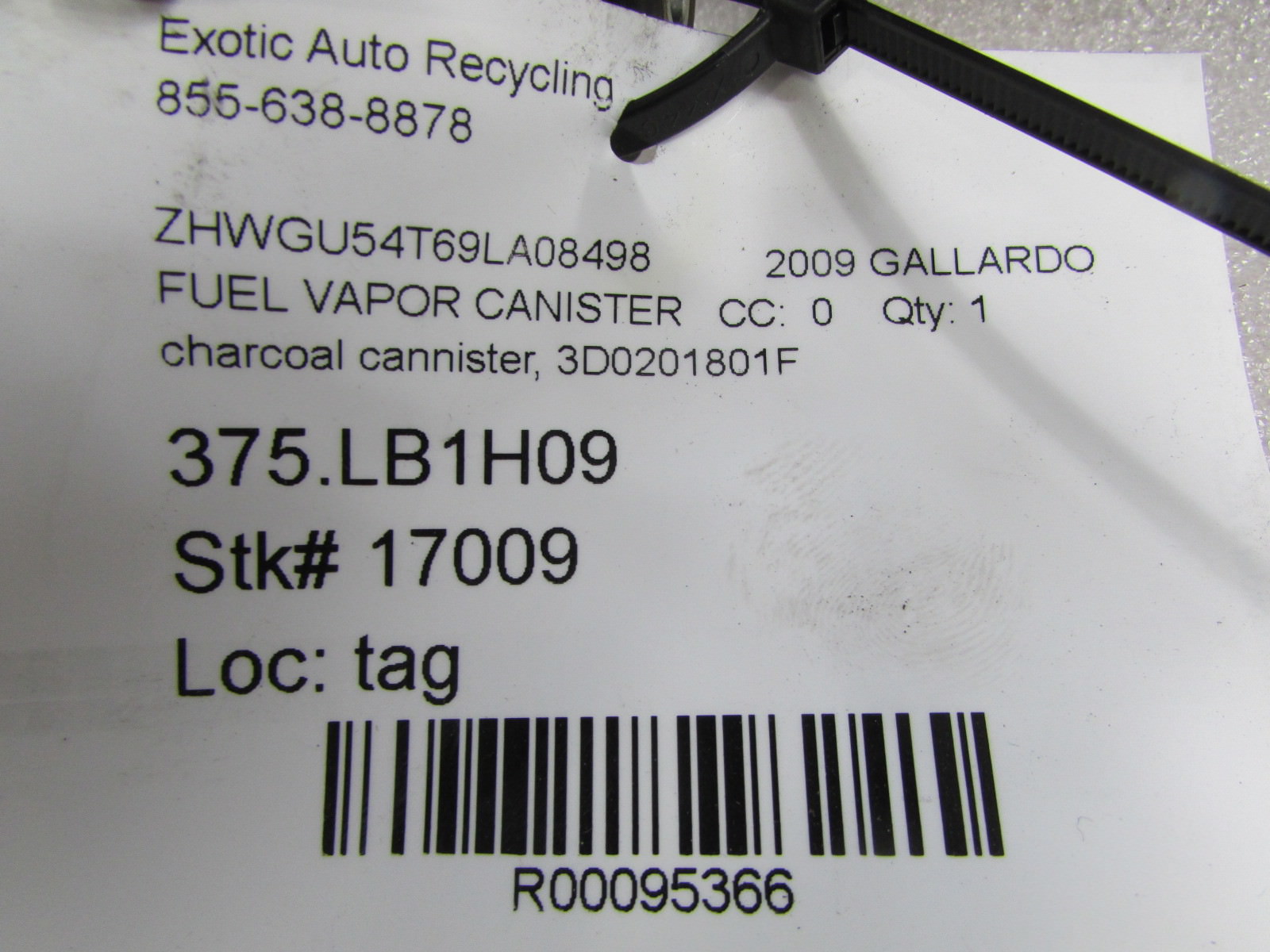 Lamborghini Gallardo LP550, 560, 570 Charcoal Cannister, Used, P/N 3D0201801F