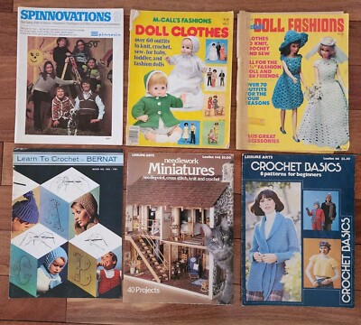 6 1960-70s McCall's, Leisure Arts, Spinnovations Crochet Pattern Books