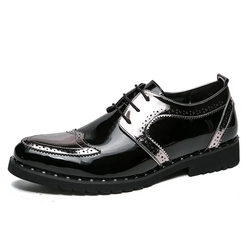 Men's Dress Shoes Lace Up Flats Patent Leather Classic Driving Shoes Footwear - Picture 10 of 20