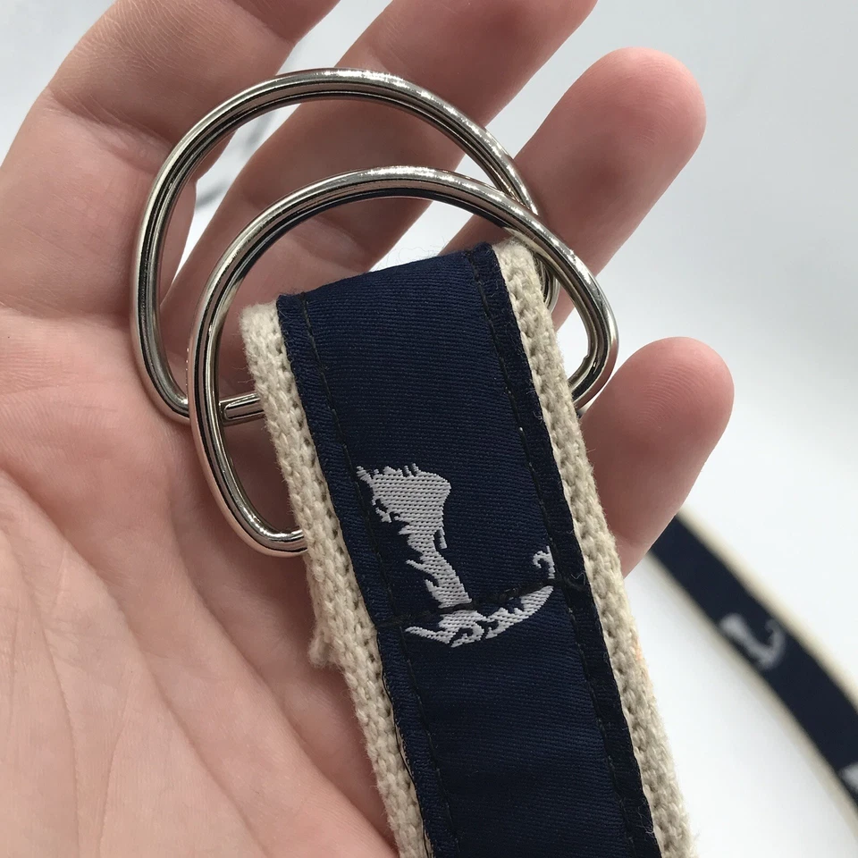 Пояс Chatham T Co Cape Cod MA молодежный холщовый тканевый с принтом маленькое синее кольцо D - Изображение 3 из 4