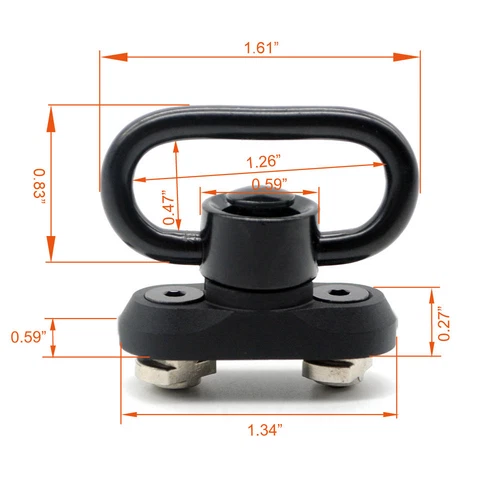 Black/Tan/Red/Blue 1.25'' QD Push Button Sling Swivel+M-lok Rail Attachment Set - Picture 9 of 16