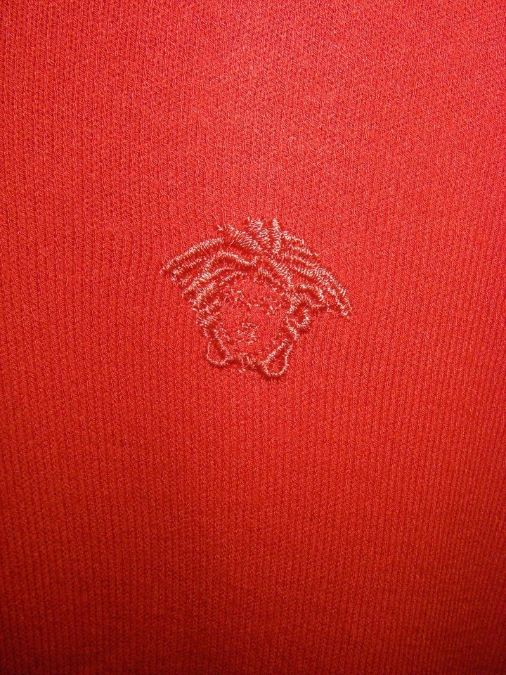 VERSACE jeans couture chandail pull summer knit rouge vif red taille