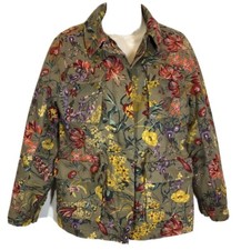 H M Green With Floral Jacket Size Woman  s 6. Military Style.