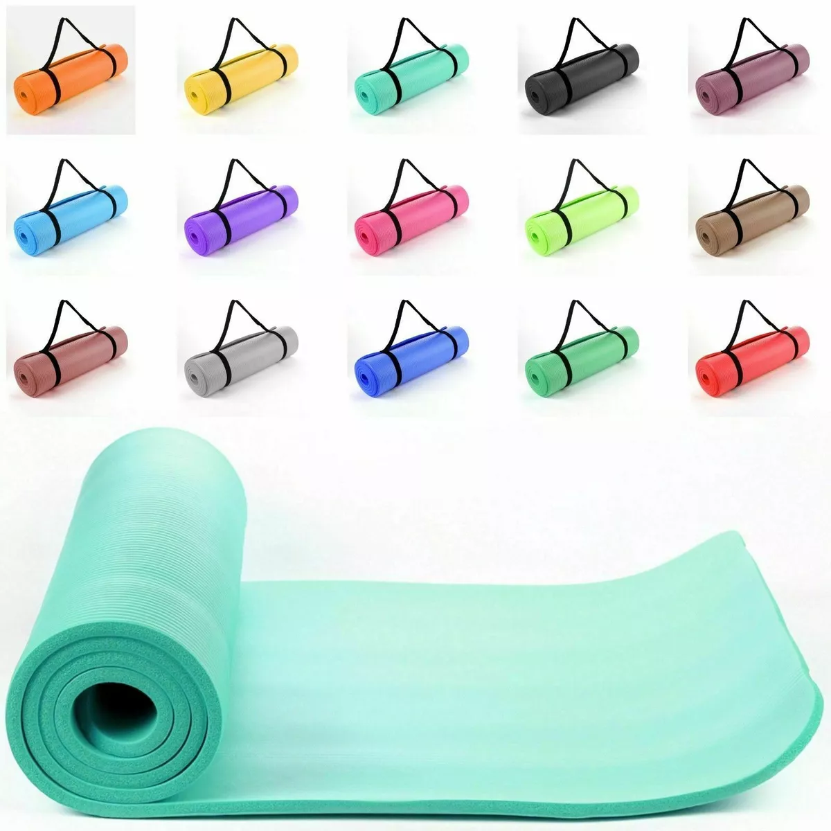 Extra Thick Yoga Mat 15mm Non Slip Exercise Pilates Gym Picnic Camping  Straps