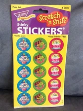 TREND STINKY STICKERS 4 SHEET VANILLA SCENT T-927 SCRATCH 'N SNIFF - NEW