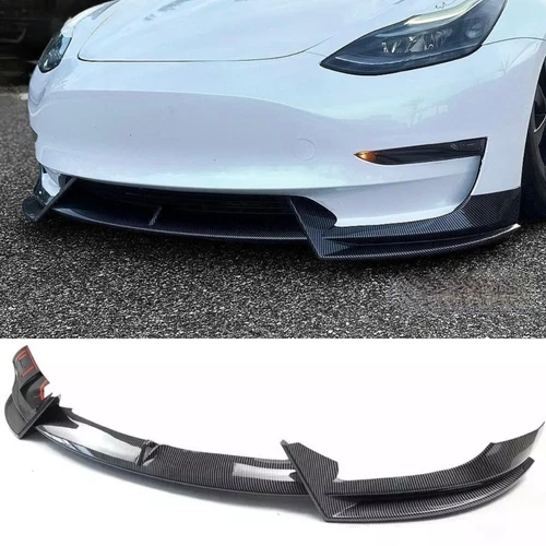 V Style Front Splitter Lip Spoiler for Tesla Model 3 17-23 Carbon Fiber Body Kit
