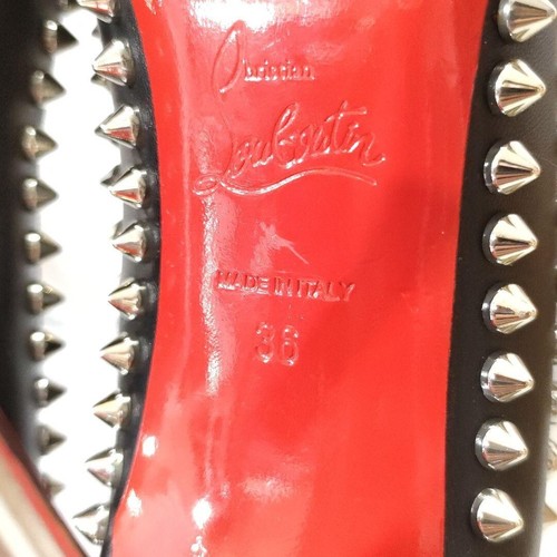 Christian Louboutin Negro Plata Cuero Tacón Alto Tachuelas 6.0US Usado - Imagen 15 de 17