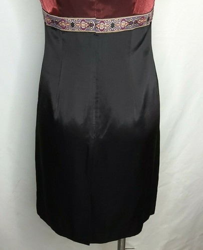 Vintage Taurus II Shimmery Rose Black Empire Waist Lined Dress Size 8 Petite - Picture 10 of 12