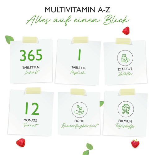 3x 365 Multivitamin A-Z Tabletten (vegan) Vitamine + Mineralien 32 Wirkstoffe - Bild 2 von 10