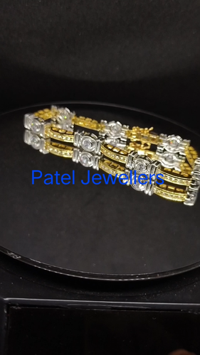 2 Ct Rund Simulierter Diamant Link Tennisarmband 14k Zweifarbig Vergoldet - Video 1 von 1