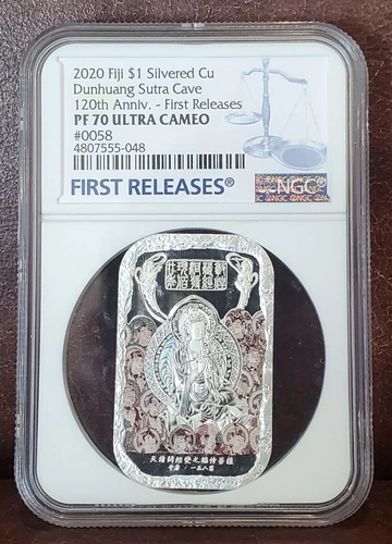 2020 NGC PF 70 Ultra Cameo #58 FIJI $1 "DUNHUANG SUNTRA CAVE" 1st Release