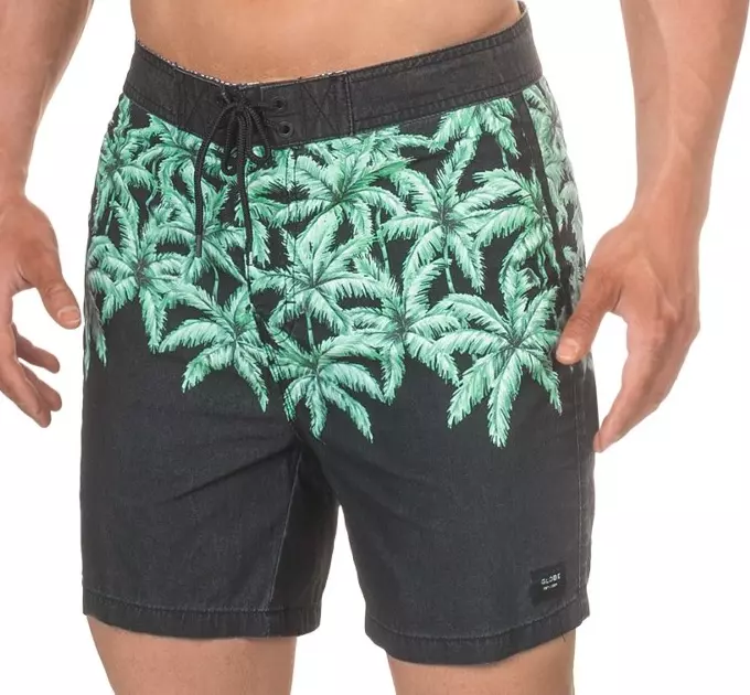 NEW GLOBE SWIM TRUNKS BOARD SHORTS MENS 34 TROPICAL PALM TREE PRINT FREE SHIP