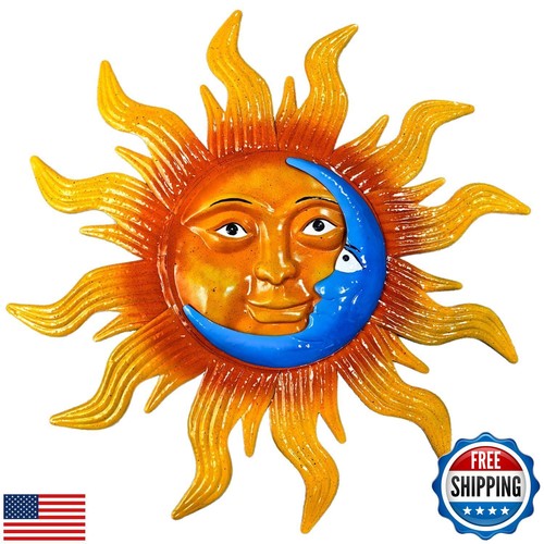 25.7'' Large Size Metal Sun Outdoor Wall Art Decor, SunandMoon Outside Metal  - Bild 1 von 5
