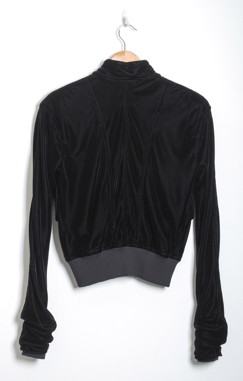 Giacca Yves Saint Laurent Donna Nero Bomber Miscela Seta Velluto Manica Lunga Cerniera M