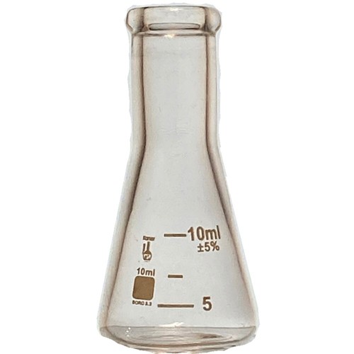 10ml Erlenmeyer Flask, 3.3 Borosilicate Glass, 250G3 (Pack of 2) - 第 1/1 張圖片