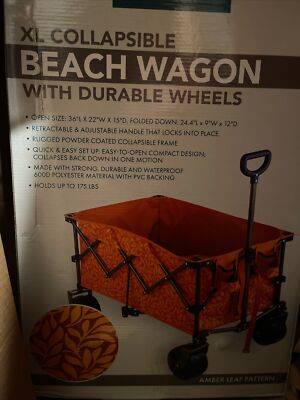 Bliss Hammocks 36  Collapsible Beach Wagon w/ Storage Bag | 175 lbs Capacity