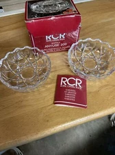 Royal Crystal Rock*RCR*Lead Crystal Anyuse 200 2 Dish Set~INTERLOCKING BOWL