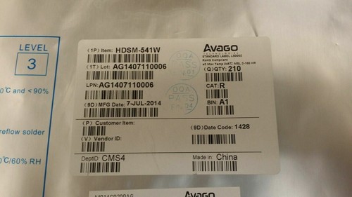 (1 PC) HDSM-541W AVAGO DISPLAY 7SEG 0.56" DBL WHITE 10-SMD ROHS - Picture 6 of 11