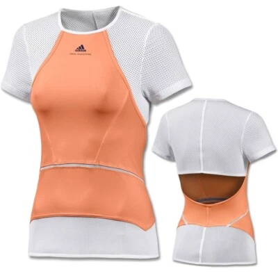 Adidas Stella McCartney Fitness T-Shirt Laufshirt Sport Top Tennis orange weiß - Bild 1 von 4