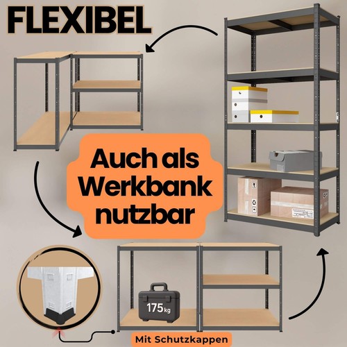 BAUDIM® Schwerlastregal Kellerregal Steckregal Werkstattregal Lagerregal Regal - Bild 3 von 17