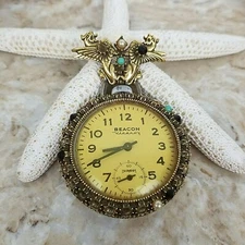 Vtg Beacon Viceroy Pocket Watch Brooch  DOES NOT WORK Read Descr. Craft Project