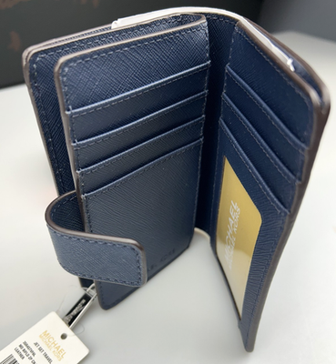 小物 MICHAEL KORS MD BF ZA CHRM WLLET Michael Kors Jet Set Travel MD Bifold ZIP CN Wallet Navy Blue $258