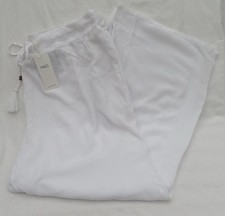 LADIES MARKS & SPENCER WHITE CRINKLE EFFECT WIDE-LEG BEACHWEAR TROUSERS SIZE 20