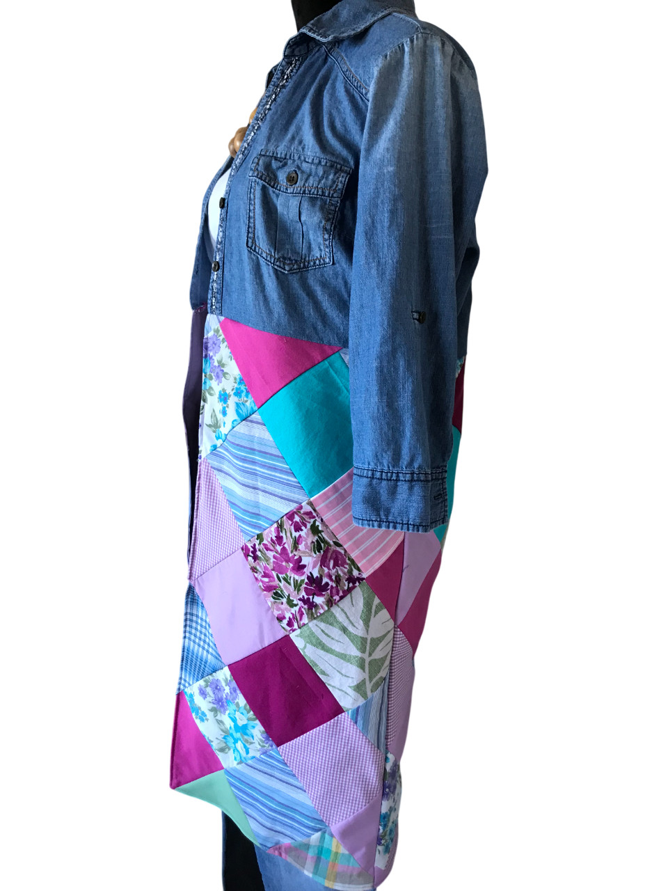 Boho Patchwork Jacket: Handmade Denim Layering Du… - image 4