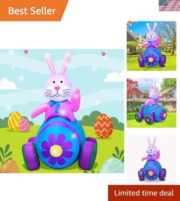 4Ft Easter Inflatables Bunny Decorations with LED Lights，Happy Easter Bunny B...