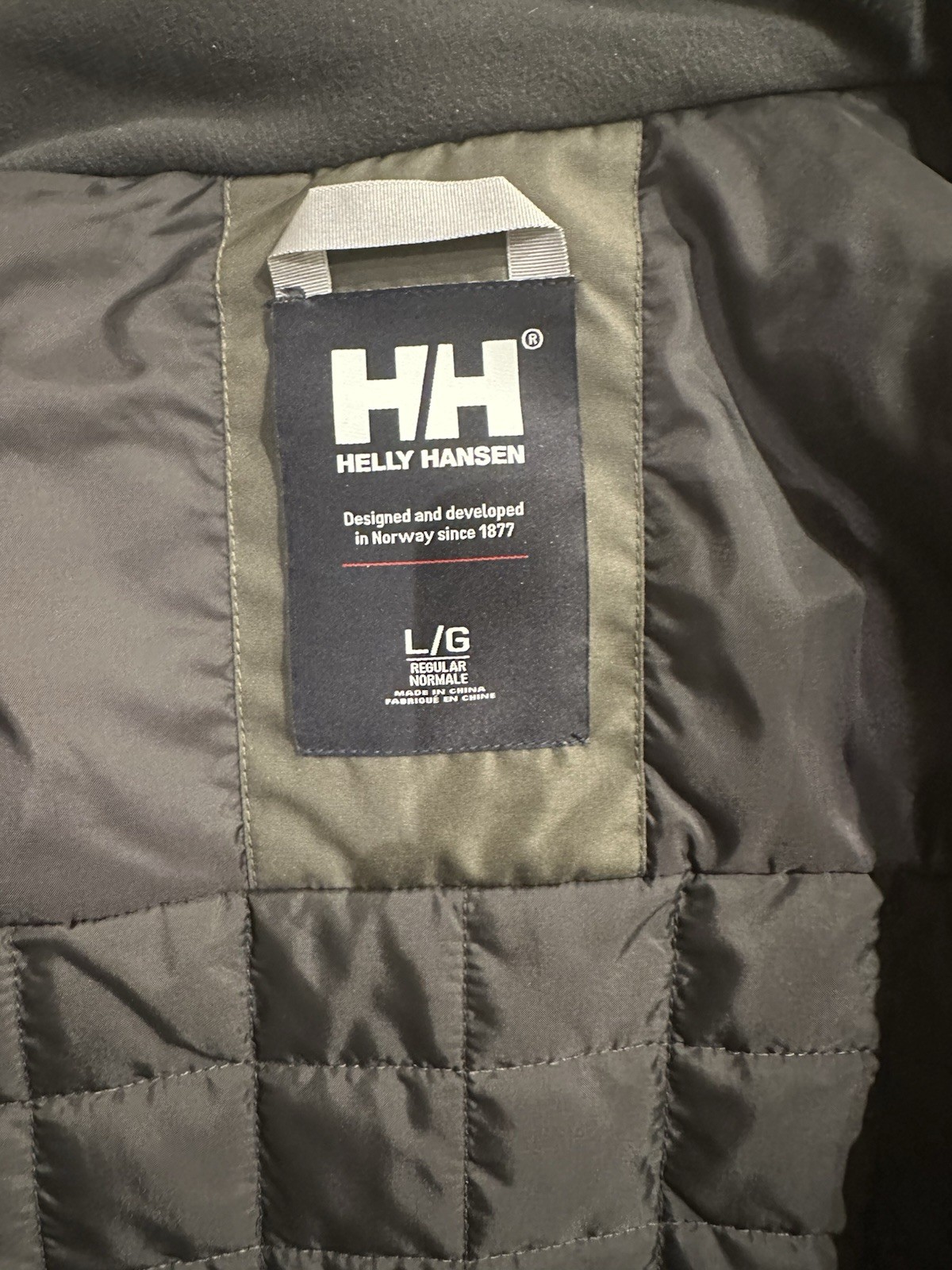 Helly Hansen Men's Grey Hooded Parka Faux Fur Trim Insulated L Regular Zip 3