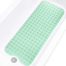 Linoows Bathtub and Shower Mats, 39" x 16" Rectangular , Clear Pale Green
