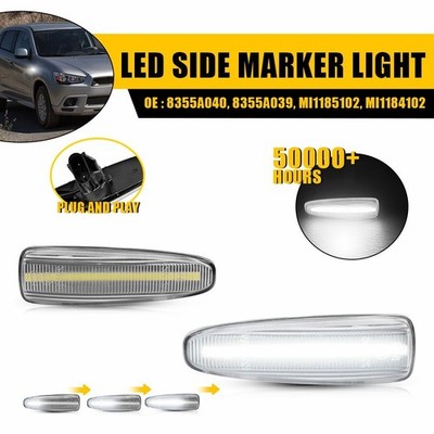 Sequential White LED Side Marker Lights For 2011-21 Mitsubishi Outlander Sport D