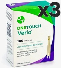 300ct One Touch Verio TEST STRIPS 3 boxes free ship EXP 2-28-27  NIB perfect