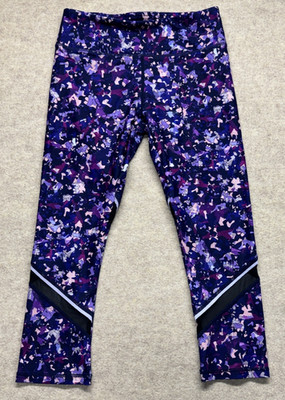 Fabletics Leggings Capri Women XS Purple Gray Sheer