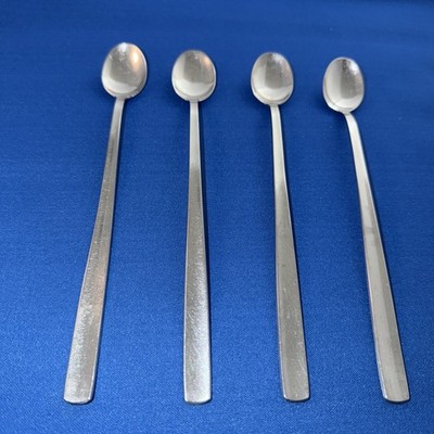 4 Gense 18-8 Stainless Steel Sweden Facette 7.5 Inch Iced Tea Spoons