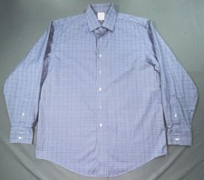 Brooks Brothers Shirt Mens 16 34/35 Blue Check Madison Non Iron Supima Cotton