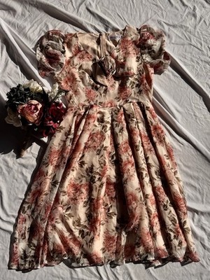 white christmas dresses Whismical Puff Sleeves Nymph Dress L (Length- 52 inches/ 133 cm) I Retro Fairy main image 1