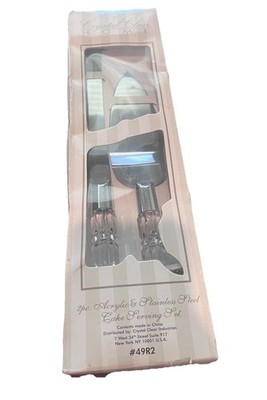2 Piece Clear Acrylic Handle Stainless Steel Cake Serving Set New Open Box